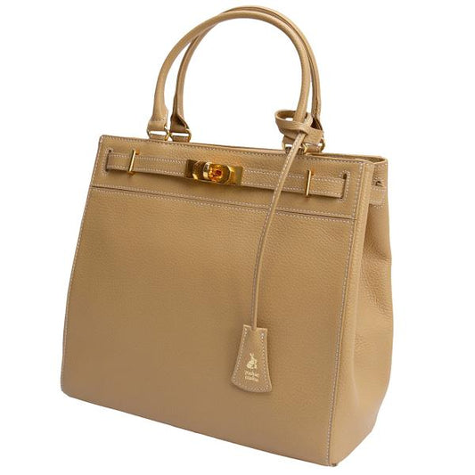 YOSHIE INABA Leather Handle Bag Beige