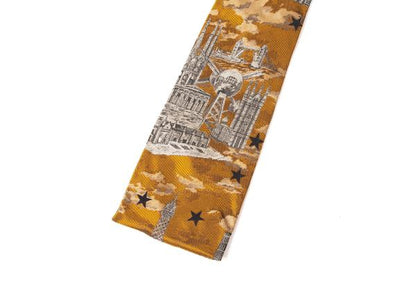JPG by GAULTIER Eiffel Tower Jacquard Silk Tie Yellow Gray