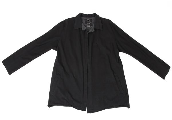 Y's Mixed Material Buttonless Jacket Black Size 3