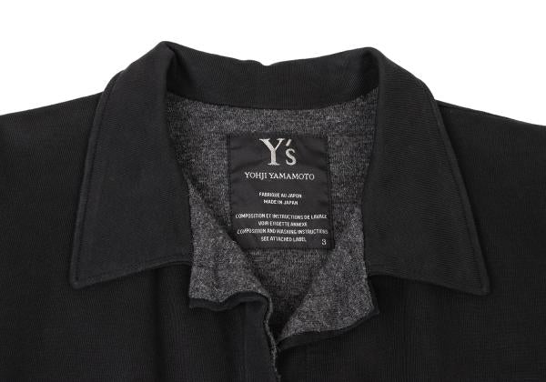 Y's Mixed Material Buttonless Jacket Black Size 3