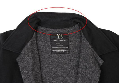 Y's Mixed Material Buttonless Jacket Black Size 3