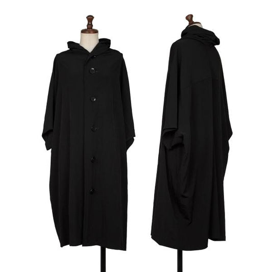 Y's Drape Shawl Collar Short Sleeve Shirt Dress Black Size 2
