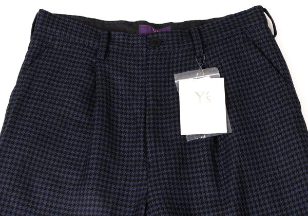 Y's PINK Wool Houndstooth Pattern Pants Navy Black Size 3
