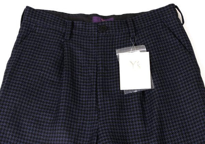 Y's PINK Wool Houndstooth Pattern Pants Navy Black Size 3