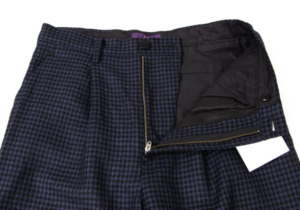 Y's PINK Wool Houndstooth Pattern Pants Navy Black Size 3