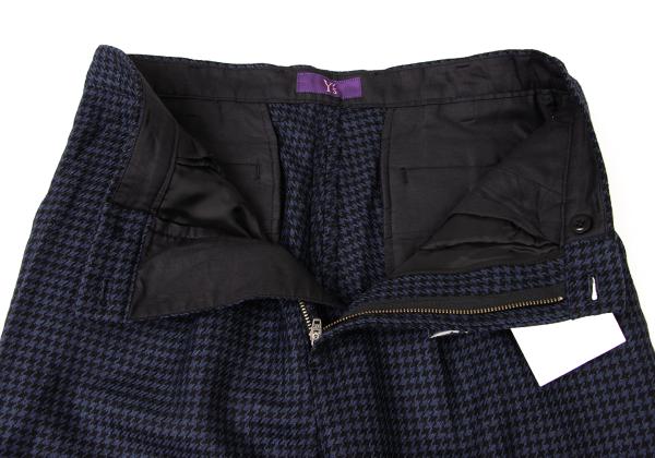 Y's PINK Wool Houndstooth Pattern Pants Navy Black Size 3
