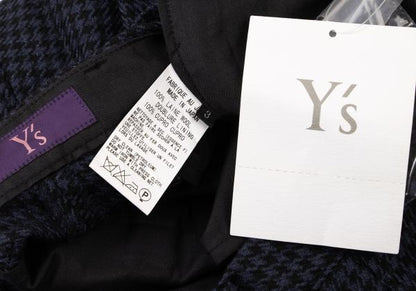Y's PINK Wool Houndstooth Pattern Pants Navy Black Size 3