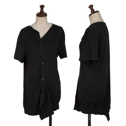 Y's Cotton Back Panel Short Sleeve Cardigan Black Size 2