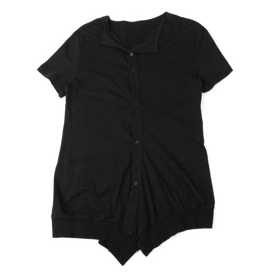 Y's Cotton Back Panel Short Sleeve Cardigan Black Size 2