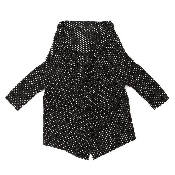 Y's Cotton Pindot Print Open Neck Blouse Black/Beige Size 2