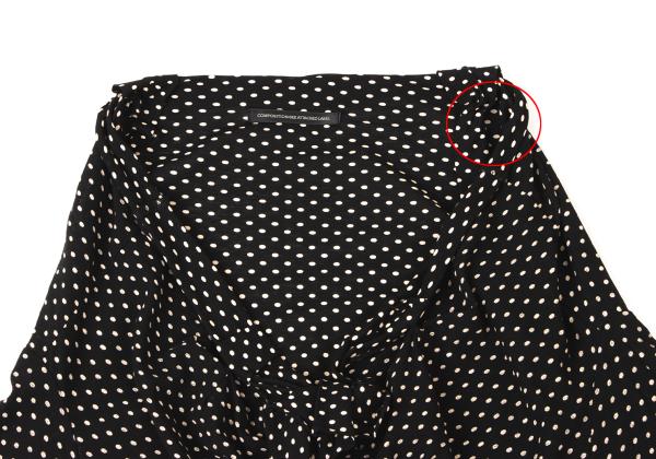Y's Cotton Pindot Print Open Neck Blouse Black/Beige Size 2