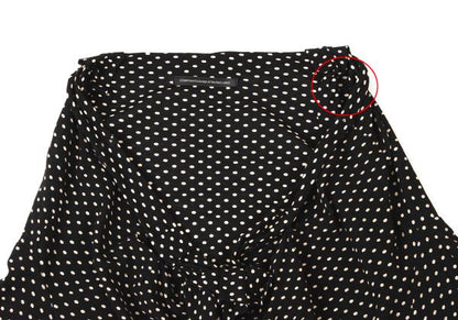 Y's Cotton Pindot Print Open Neck Blouse Black/Beige Size 2