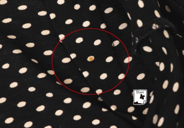Y's Cotton Pindot Print Open Neck Blouse Black/Beige Size 2