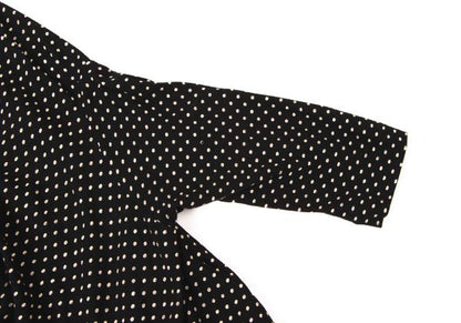Y's Cotton Pindot Print Open Neck Blouse Black/Beige Size 2