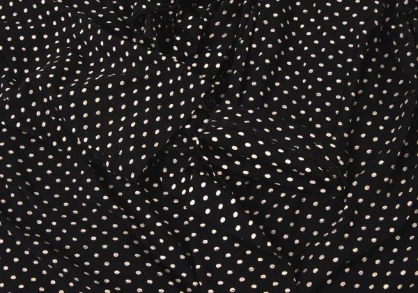 Y's Cotton Pindot Print Open Neck Blouse Black/Beige Size 2