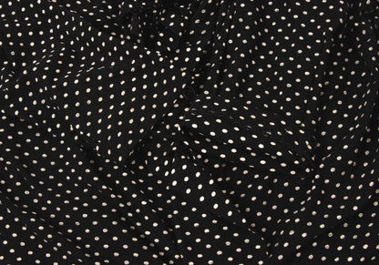 Y's Cotton Pindot Print Open Neck Blouse Black/Beige Size 2