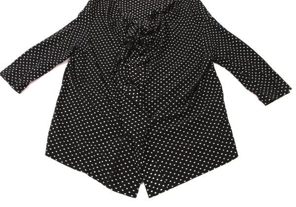 Y's Cotton Pindot Print Open Neck Blouse Black/Beige Size 2