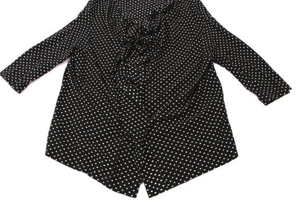 Y's Cotton Pindot Print Open Neck Blouse Black/Beige Size 2