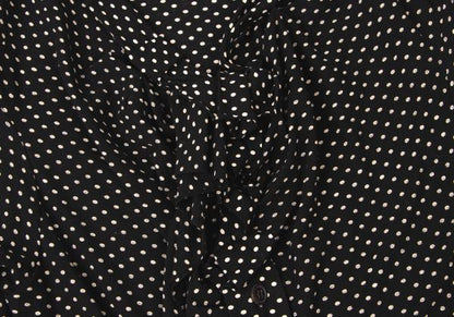 Y's Cotton Pindot Print Open Neck Blouse Black/Beige Size 2