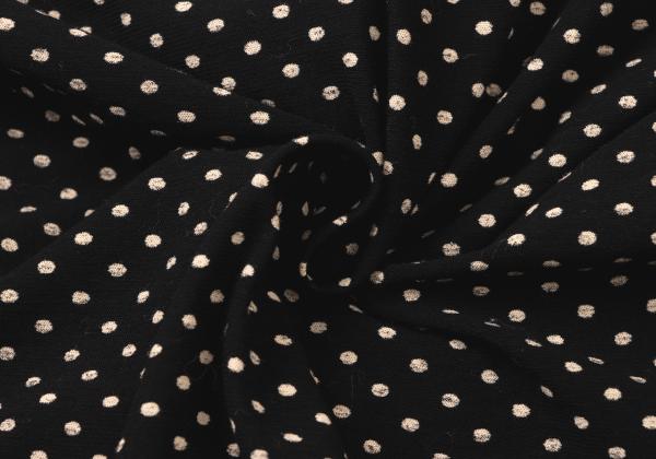 Y's Cotton Pindot Print Open Neck Blouse Black/Beige Size 2