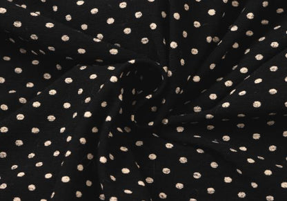 Y's Cotton Pindot Print Open Neck Blouse Black/Beige Size 2