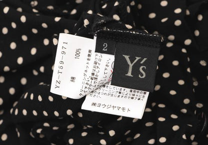 Y's Cotton Pindot Print Open Neck Blouse Black/Beige Size 2