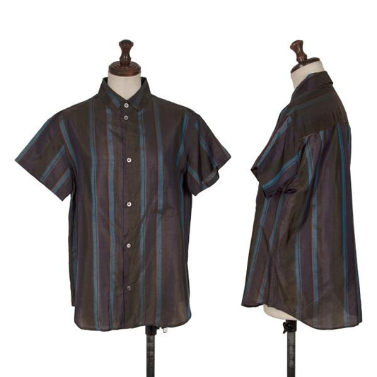 Y's Silk Blend Stripe Short Sleeve Shirt Multi Size 3
