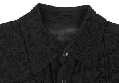 Y's Flock Print Sleeveless Blouse Black Size 3
