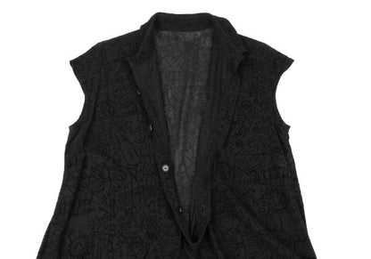 Y's Flock Print Sleeveless Blouse Black Size 3