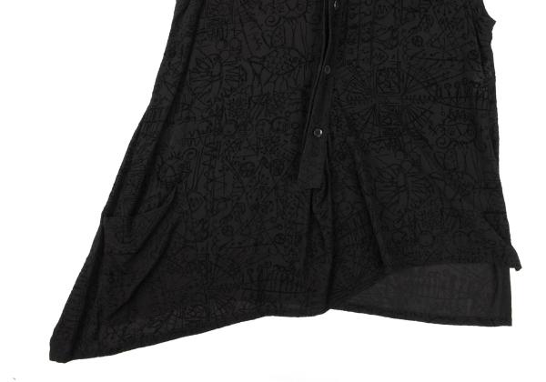 Y's Flock Print Sleeveless Blouse Black Size 3