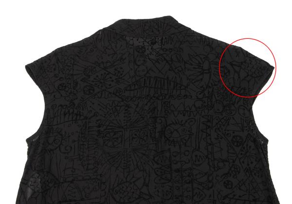 Y's Flock Print Sleeveless Blouse Black Size 3