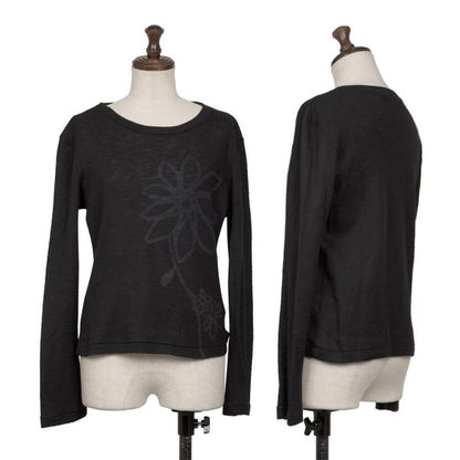 Y's Wool Flower Print Knit Top Black Size 3