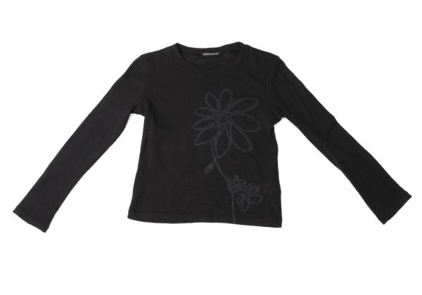 Y's Wool Flower Print Knit Top Black Size 3