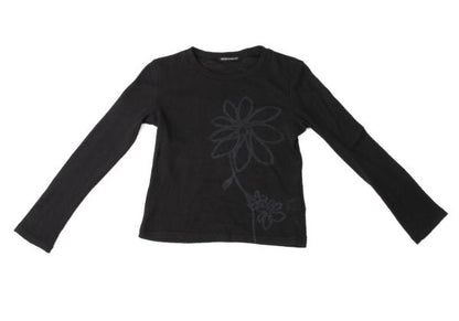 Y's Wool Flower Print Knit Top Black Size 3