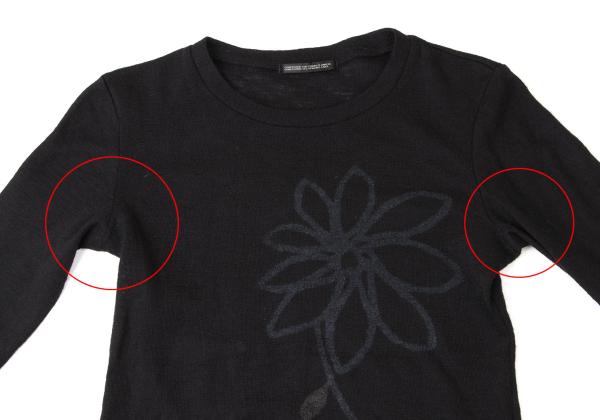 Y's Wool Flower Print Knit Top Black Size 3