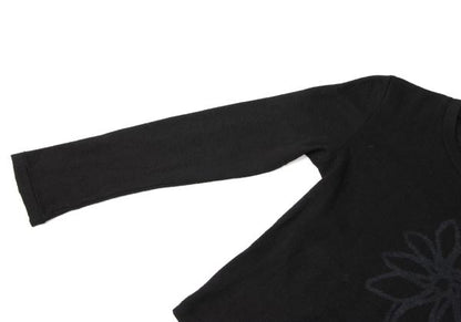 Y's Wool Flower Print Knit Top Black Size 3