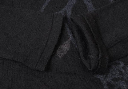 Y's Wool Flower Print Knit Top Black Size 3