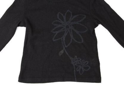 Y's Wool Flower Print Knit Top Black Size 3