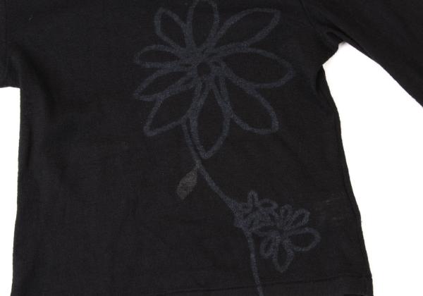 Y's Wool Flower Print Knit Top Black Size 3