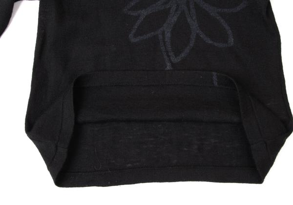 Y's Wool Flower Print Knit Top Black Size 3