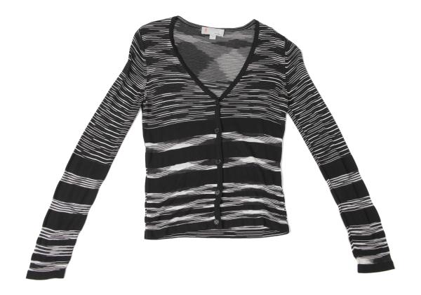 MISSONI Viscose Stripe Knit Cardigan Black/White Size 38