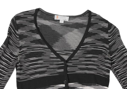 MISSONI Viscose Stripe Knit Cardigan Black/White Size 38