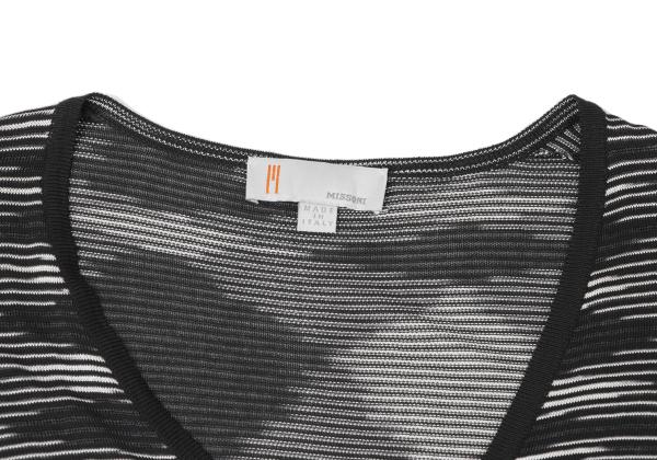 MISSONI Viscose Stripe Knit Cardigan Black/White Size 38