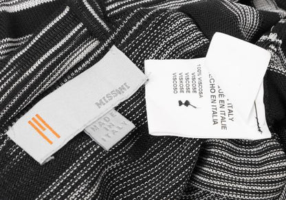 MISSONI Viscose Stripe Knit Cardigan Black/White Size 38