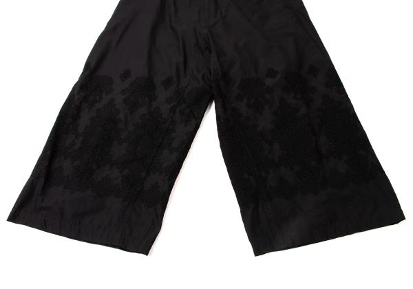 Y's Black Cotton Embroidered Wide Pants Size 2