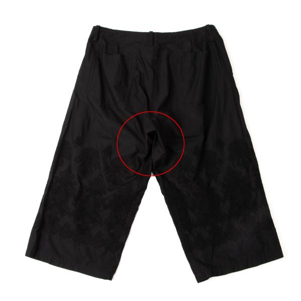 Y's Black Cotton Embroidered Wide Pants Size 2