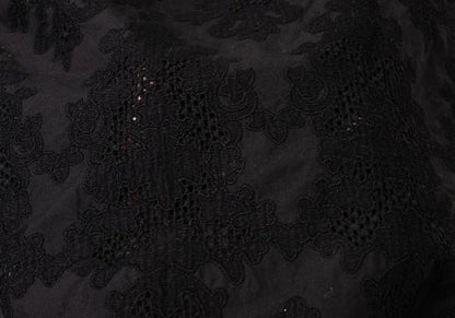 Y's Black Cotton Embroidered Wide Pants Size 2