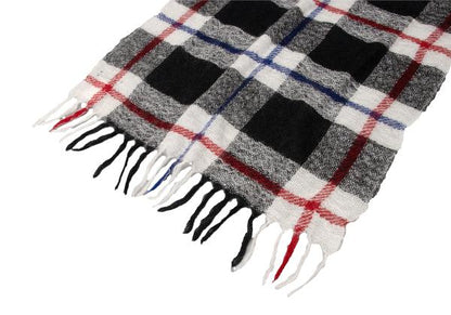 Y's Mohair Check Fringe Stole Multi-Color