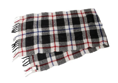 Y's Mohair Check Fringe Stole Multi-Color