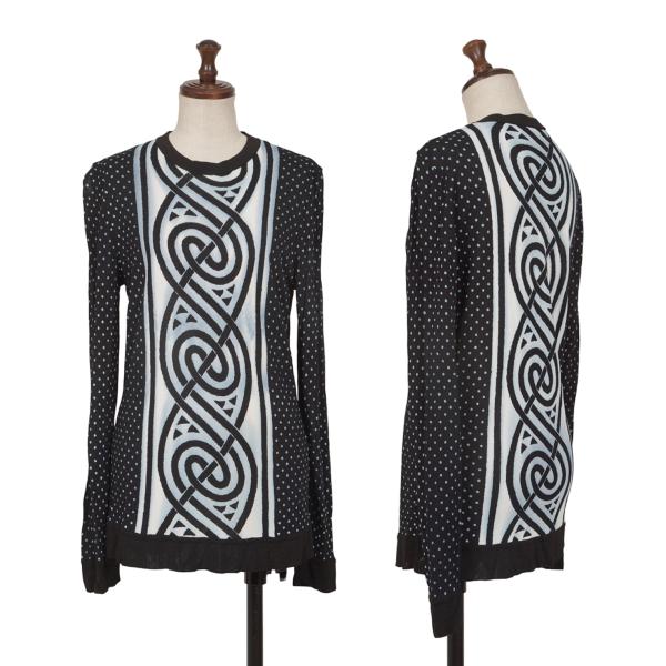 GIORGIO ARMANI Dot Graphic Print Sweater Rayon Black Size M